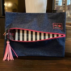 NWT Large Denim Makeup Junkie Bag